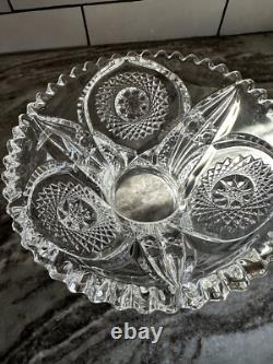Antique Glass Punch Bowl Set With Glasses