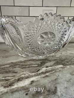 Antique Glass Punch Bowl Set With Glasses