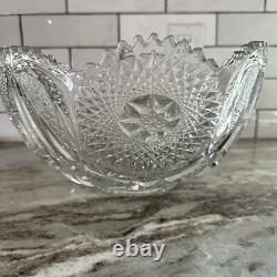 Antique Glass Punch Bowl Set With Glasses