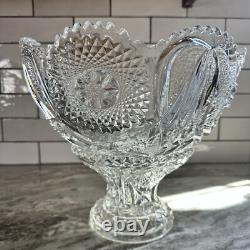 Antique Glass Punch Bowl Set With Glasses