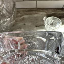 Antique Glass Punch Bowl Set With Glasses