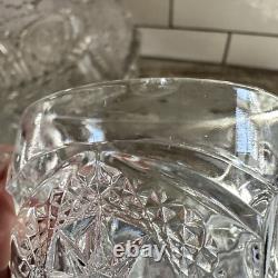 Antique Glass Punch Bowl Set With Glasses