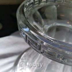 Antique HEISEY Clear Glass Greek Key Punch Bowl Set with 10 Cups Christmas Wedding