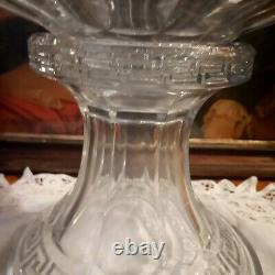 Antique HEISEY Glass Greek Key Punch Bowl