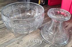 Antique HEISEY Glass Greek Key Punch Bowl