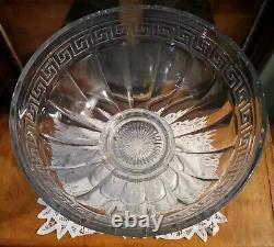 Antique HEISEY Glass Greek Key Punch Bowl