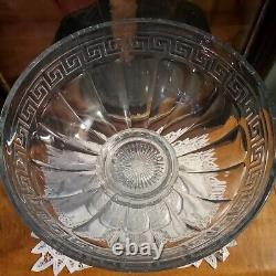 Antique HEISEY Glass Greek Key Punch Bowl