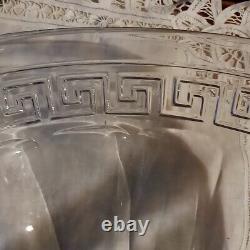 Antique HEISEY Glass Greek Key Punch Bowl