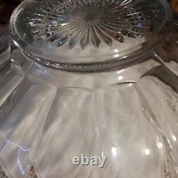 Antique HEISEY Glass Greek Key Punch Bowl