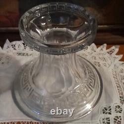 Antique HEISEY Glass Greek Key Punch Bowl