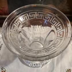 Antique HEISEY Glass Greek Key Punch Bowl