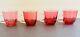 Antique Hand Blown Cranberry Glasses Punch Bowl Cups Set Of 4