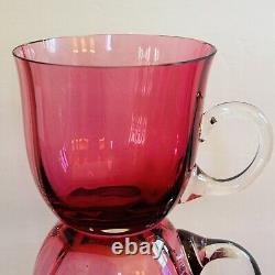 Antique Hand Blown Cranberry Glasses Punch Bowl Cups Set Of 4