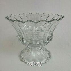 Antique Heisey Colonial Pattern Clear Punch Bowl Pedestal Signed Crystal Glass