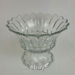 Antique Heisey Colonial Pattern Clear Punch Bowl Pedestal Signed Crystal Glass