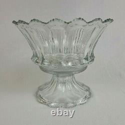 Antique Heisey Colonial Pattern Clear Punch Bowl Pedestal Signed Crystal Glass