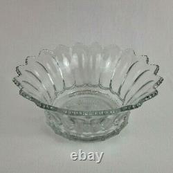 Antique Heisey Colonial Pattern Clear Punch Bowl Pedestal Signed Crystal Glass