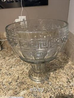 Antique Heisey Glass Greek Key Punch Bowl with Stand