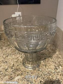 Antique Heisey Glass Greek Key Punch Bowl with Stand
