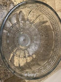 Antique Heisey Glass Greek Key Punch Bowl with Stand