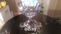 Antique Hiesey 20 Cup Punch Bowl On Matching Base