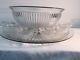 Antique Huge Glass Punch Bowl With Matching Platter & 19 Cups Vintage