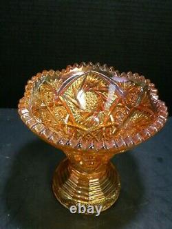 Antique Imperial (14) Piece Swirling Star Carnival Glass Punch Bowl Set Excell