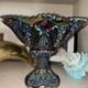Antique Imperial Amethyst Carnival Glass Hobstar Twins Punch Bowl With Stand