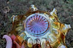 Antique Imperial Flute Carnival Glass Punch Bowl And Base Marigold Scarce