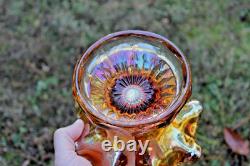 Antique Imperial Flute Carnival Glass Punch Bowl And Base Marigold Scarce