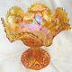 Antique Imperial Glass Twins Marigold Carnival Glass Punch Bowl & Stand 10.25