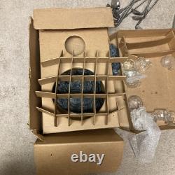Antique Imperial Whirling Star Glass Punch Bowl Set 15 Pc Glass Ladle Orignl Box