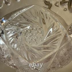 Antique Imperial Whirling Star Glass Punch Bowl Stand Set 11 Pc Glasses