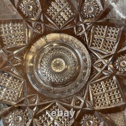 Antique Imperial Whirling Star Glass Punch Bowl Stand Set 11 Pc Glasses