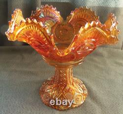 Antique Imperial glass #2206 carnival glass fruit bowl with stand