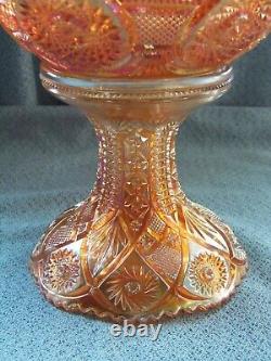 Antique Imperial glass #2206 carnival glass fruit bowl with stand