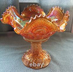 Antique Imperial glass #2206 carnival glass fruit bowl with stand