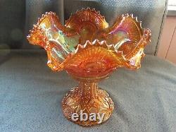 Antique Imperial glass #2206 carnival glass fruit bowl with stand