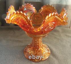 Antique Imperial glass #2206 carnival glass fruit bowl with stand
