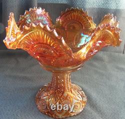 Antique Imperial glass #2206 carnival glass fruit bowl with stand