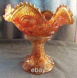 Antique Imperial glass #2206 carnival glass fruit bowl with stand