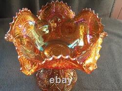 Antique Imperial glass #2206 carnival glass fruit bowl with stand