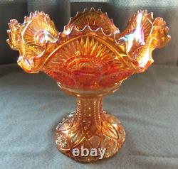 Antique Imperial glass #2206 carnival glass fruit bowl with stand
