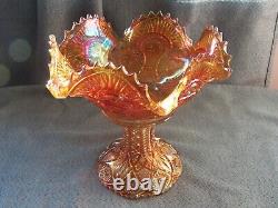 Antique Imperial glass #2206 carnival glass fruit bowl with stand