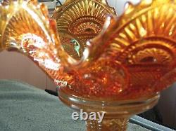 Antique Imperial glass #2206 carnival glass fruit bowl with stand