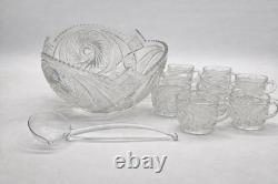 Antique L. E. Smith Aztec PunchBowl Set with 10 Cups & Ladle