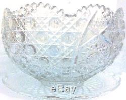 Antique- L. E. Smith-Daisy & Button-Crystal Punch Bowl, 38 Piece, Plate, 35 cups