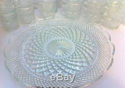 Antique- L. E. Smith-Daisy & Button-Crystal Punch Bowl, 38 Piece, Plate, 35 cups