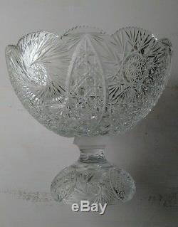 Antique Large Brilliant Cut Glass Punch Bowl ABP