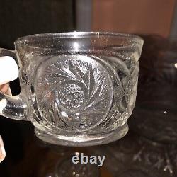 Antique Large Early American ABP Floral cut Crystal Punch Bowl With 26 Cups